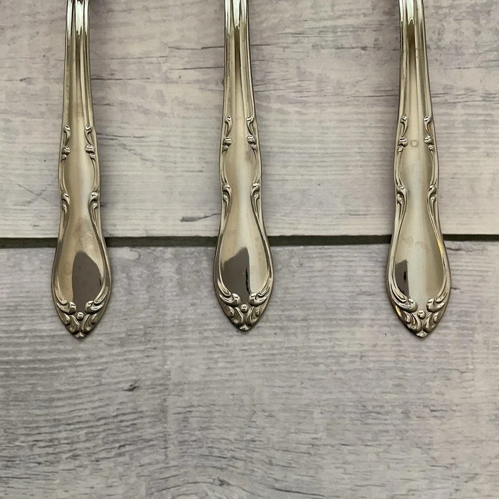 Simeon George Rogers Oneida HOMESTEAD 6 Oval Place Spoons Stainless Flatware #2
